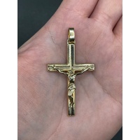 Unisex 9ct Yellow Gold Crucifix Cross Pendant