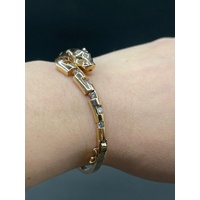 Ladies 18ct Yellow Gold Round Panther Bangle