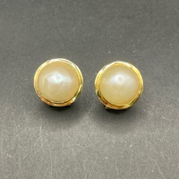 Ladies 14ct Yellow Gold Pearl Earrings