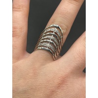 Ladies 9ct White Gold 7 Layer Diamond Ring