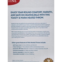 Tontine Sweet Dreams Heated Throw 160x120cm 9 Heat Settings Soft Fleece