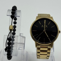 Armani Exchange Gold Tone Stainless Steel Watch Cayde AX7119 and Bracelet