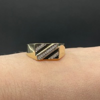 Mens 9ct Yellow Gold Signet Diamond Ring