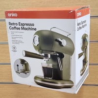 Anko Retro Espresso Coffee Machine 1.2L Green Vintage Style Home Cafe