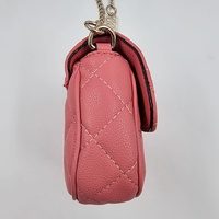 Guess Pink Quilted Mini Crossbody Bag with Chain Strap Flap Closure