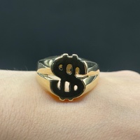 Mens 9ct Yellow Gold Dollar Sign Ring