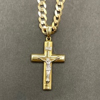 Unisex 9ct Yellow Gold Curb Link Chain & Crucifix Pendant