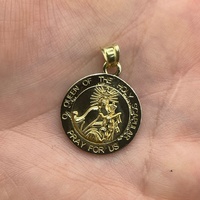 Unisex 14ct Yellow Gold Round Religious Pendant