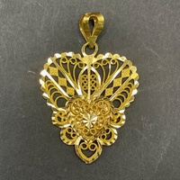 Ladies 21ct Yellow Gold Filigree Heart Pendant