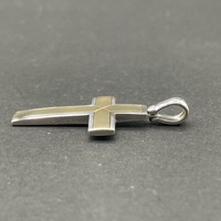 Mens 18ct Two Tone Gold Cross Pendant