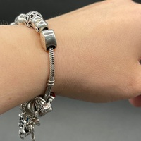 Ladies 925 Sterling Silver Pandora Snake Link Charm Bracelet