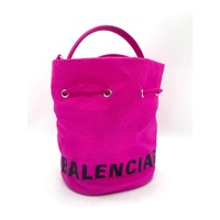 Balenciaga 619458 Pink Nylon 2 Way Bucket Bag Drawstring with Dust Bag