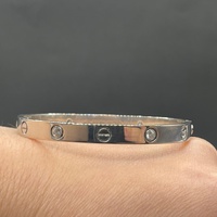 Large View Ladies 18ct Solid White Gold Diamond Oval Bangle