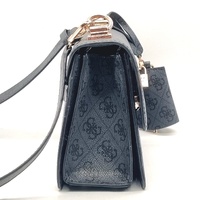 Guess Cathleen Flap Crossbody Bag Coal Faux Leather Gold Hardware