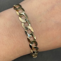 Large View Mens 9ct Yellow Gold Curb Link Bracelet