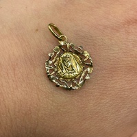 Unisex 18ct Yellow Gold Round Religious Pendant