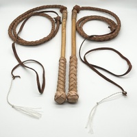 Large View Hide Stockwhips Pair 4 Plait 6ft Leather Whips Dual Training Whips