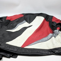 RJays Mens Leather Motorcycle Jacket Size 54 Red Black White Racing