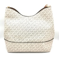 Michael Kors Vanilla Zip Pocket Handbag Signature Canvas Leather Trim