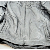 Torque Black Leather Motorcycle Jacket XXXL Biker Cruiser Touring