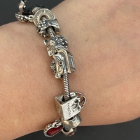 Ladies 925 Sterling Silver Pandora Snake Link Charm Bracelet