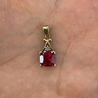 Ladies 9ct Yellow Gold Red Gemstone Pendant