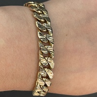 Mens 9ct Yellow Gold Diamond Cut Curb Link Bracelet