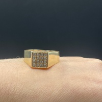 Mens 9ct Yellow Gold Natural Diamond Ring