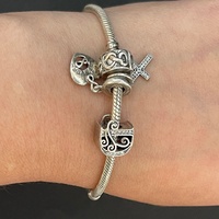 Ladies 925 Sterling Silver Pandora Snake Link Charm Bracelet