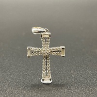 Ladies 18ct White Natural Diamond Cross Pendant
