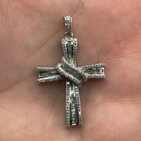 Ladies 925 Sterling Silver Natural Diamond Cross Pendant