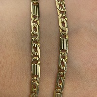 Unisex 9ct Yellow Gold Anchor/ Birdseye Link Necklace