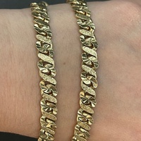 Mens 9ct Yellow Gold Diamond Cut Curb Link Necklace