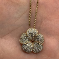 Ladies 9ct Rose Gold Belcher Link Necklace & Natural Diamond Flower Pendant