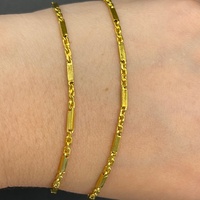 Unisex 22ct Yellow Gold Fancy Bar Link Necklace