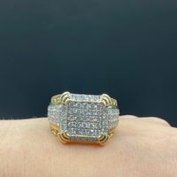 Mens 9ct Yellow Gold Natural Diamond Cluster Ring