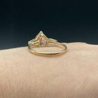 Ladies 14ct Yellow Gold Pink Heart Shape Gemstone Ring