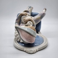 Lladro 1229 Young Harlequin Porcelain Figurine Retired Boy with Cat on Chair