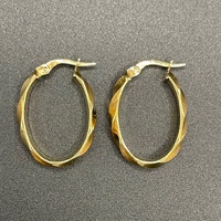 Ladies 9ct Yellow Gold Oval Hoop Earrings