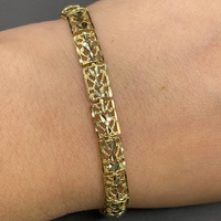 Ladies 10ct Yellow Gold Fancy Filigree Link Bracelet