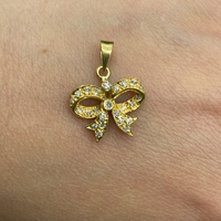 Ladies 18ct Yellow Gold Natural Diamond Bow Pendant