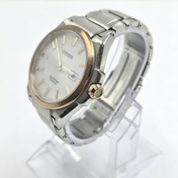 Citizen Eco-Drive E111 Titanium Mens Watch White Dial Sapphire 100M