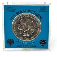 H.R.H. The Prince Of Wales The Royal Wedding July 29th 1981 Barclays Bank Coin