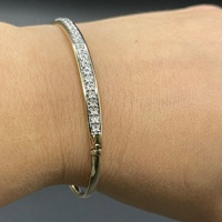 Ladies 9ct Yellow Gold Natural Diamond Oval Bangle