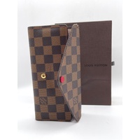 Louis Vuitton Sarah Wallet Damier Ebene Canvas Red Interior with Box