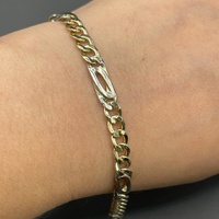 Mens 9ct Yellow Gold Double Link Curb & Birdseye Bracelet