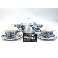 Madras Link Midnight Roses 9 Piece Tea For Four Set New Bone China