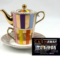 Morgan & Finch Carnival Stripe Tea for One Set Multi Gold 20921901