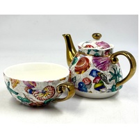 Milano Tahei Decor China Tea For One Set Teapot Cup Saucer