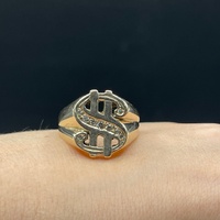 Mens 9ct Yellow Gold Dollar Sign Diamond Ring